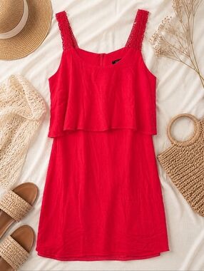 S.L. Fashions Coral Crochet Strap Dress